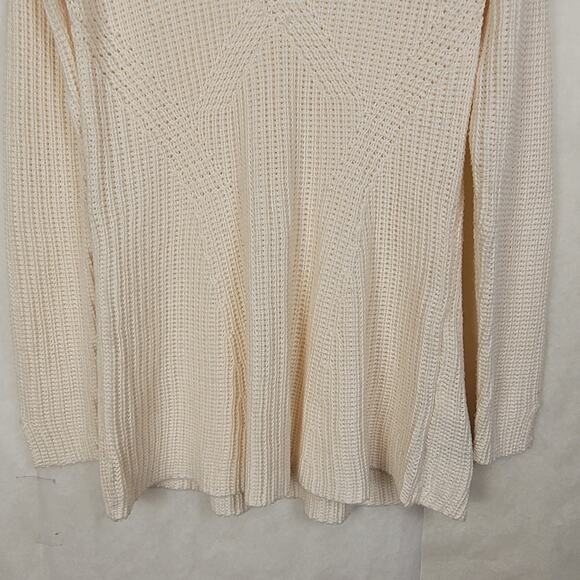 Zara knits ivory vneck tunic sweater Size large Clean Girl Preppy Minimal - Picture 5 of 7